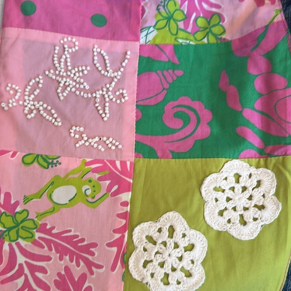 Lilly Pulitzer Patch Work Beaded Floral Denim Jeans Like New Rare Women’s Size 6 - Picture 4 of 15